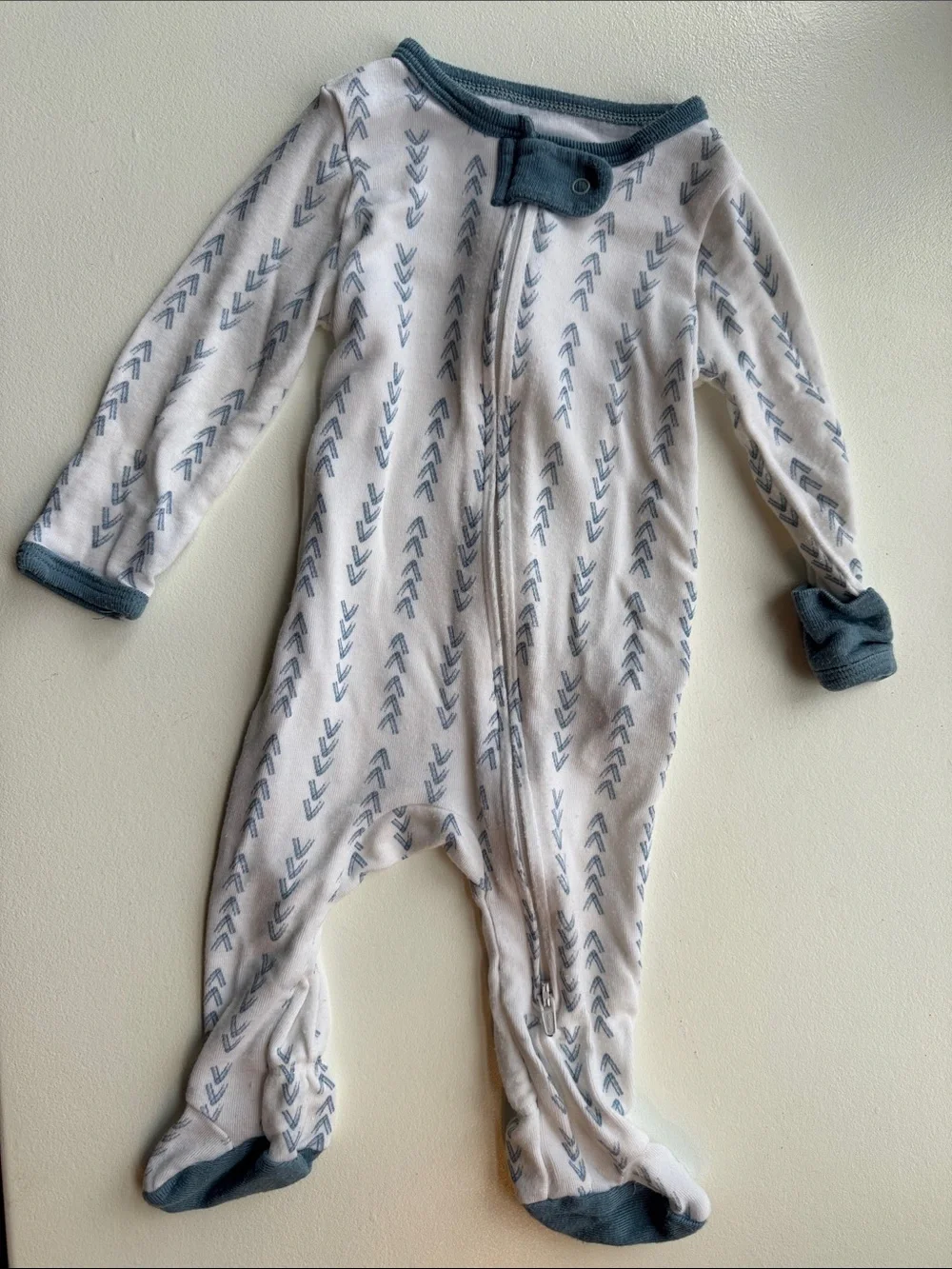 Cloud Island Printed Blue and White Footed One-Piece